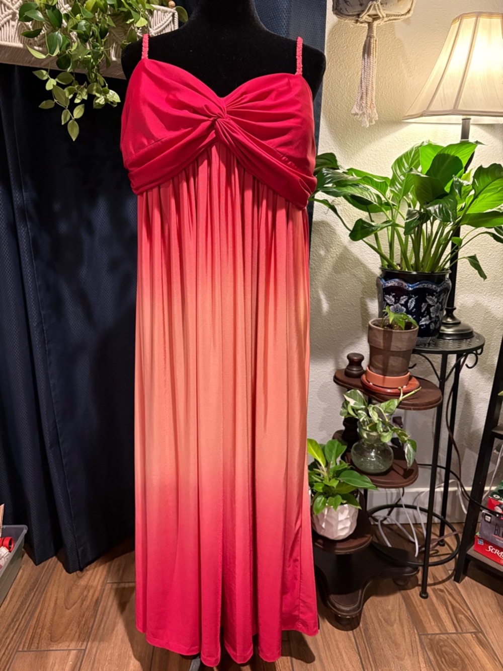 Bisou Bisou Pink to Coral Ombre Maxi Dress